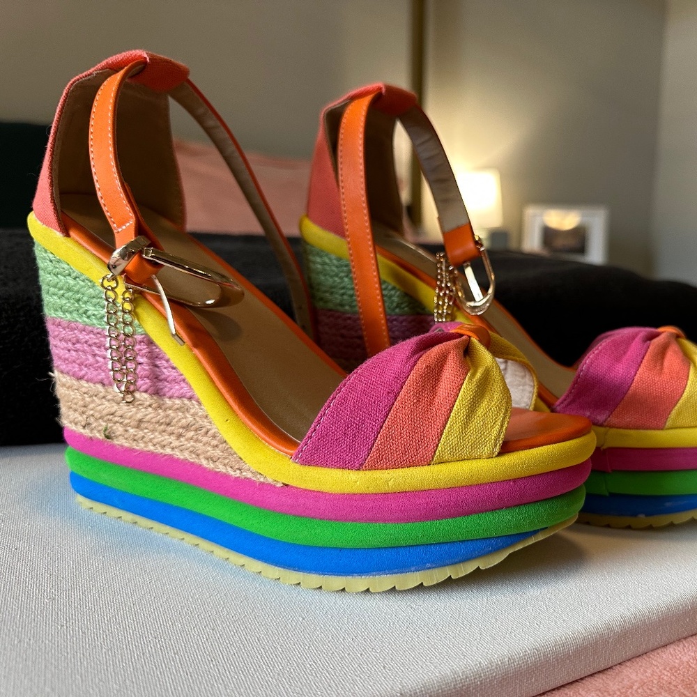 Colorful Espadrille Muffin Wedge Sandals